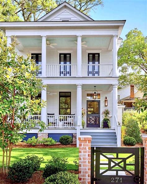 Southern Style Double Porches White Exterior Houses House Exterior