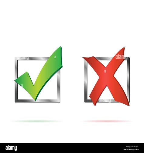 Illustration Of A Red X And Green Check Mark Isolated On A White