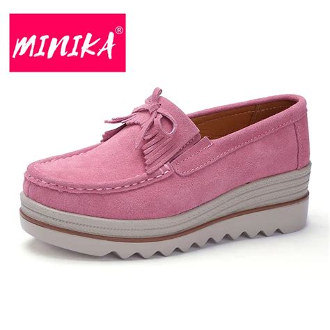 Minika Women Platform Casual Shoes Thick Sole Heighten Women Slip On