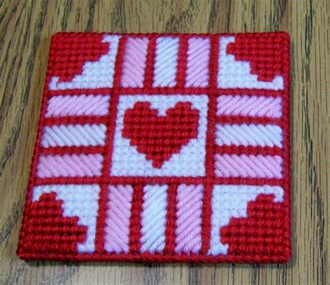 Valentine Hearts Coasters In Plastic Canvas Plastic Canvas Patterns