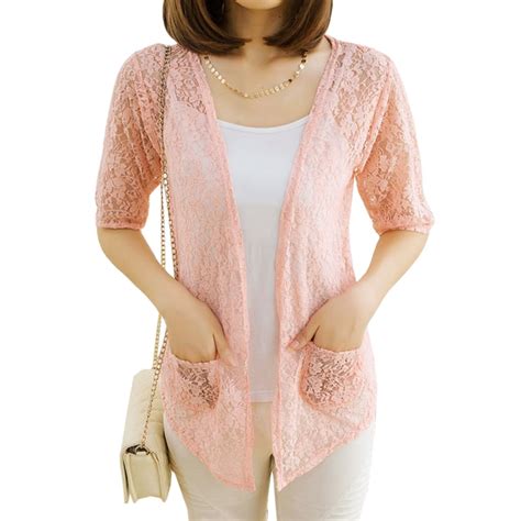 Spring Summer New Cardigan Women Loose Lace Hollow Sweater Thin Knit