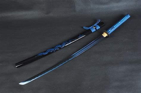 Buy Ryū Carbon Steel Blue Blade Samurai Katana With Dragon Sheath