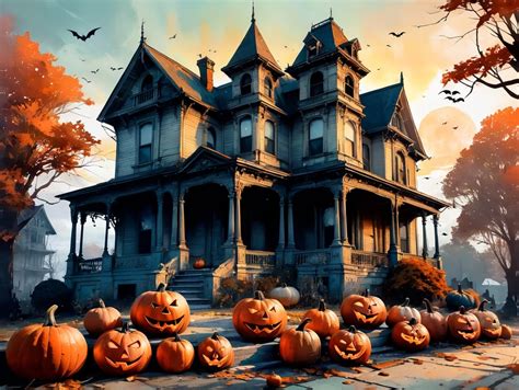 Premium Free Ai Images Spooky Halloween Scene With Large Dilapidated