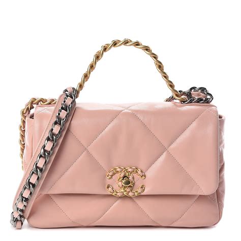 Chanel Lambskin Quilted Medium Chanel 19 Flap Light Pink 505480