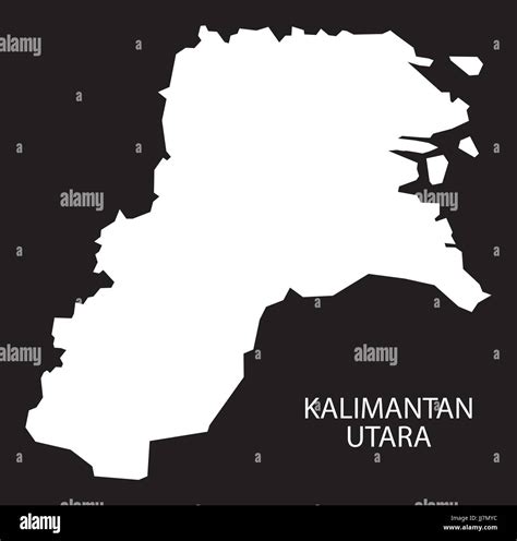 Kalimantan Utara Indonesia Map Black Inverted Silhouette Illustration