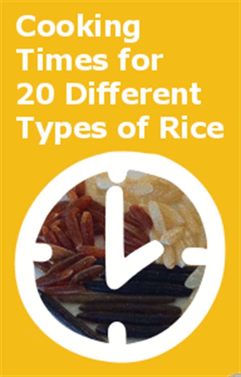 It also contents up to 0% of the daily intake of fats and 8% of carbs. Stove-Top Cooking Times for Rice (Chart with 20 Different ...