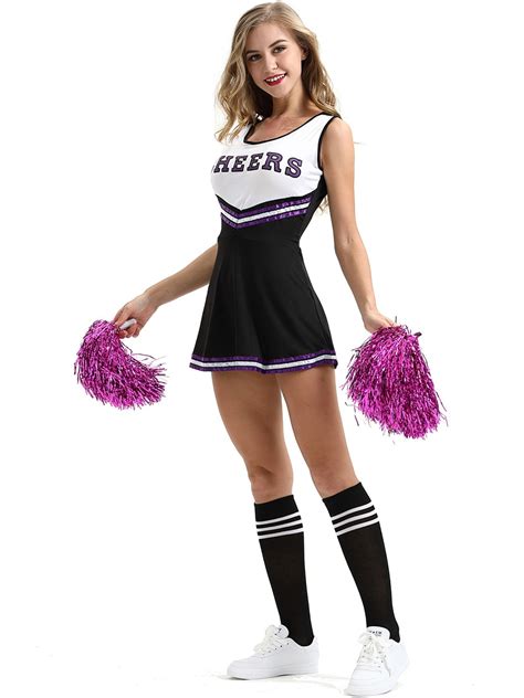 high school cheerleader costume cheer uniform cheerleading dress blue black pink purple best
