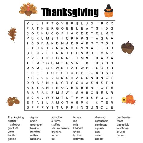 8 Best Easy Printable Thanksgiving Word Search Printablee Printable