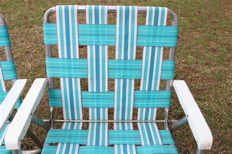 Vintage Aluminum Beach Lawn Chairs Outdoor Folding Chairs Nylon Webbed