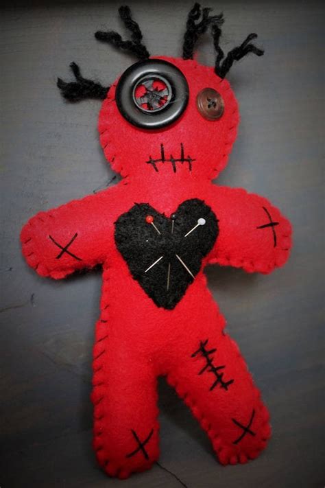 Voo Doo Doll Red Black Heart Voodoo Doll Voodoo Plush Handmade Etsy