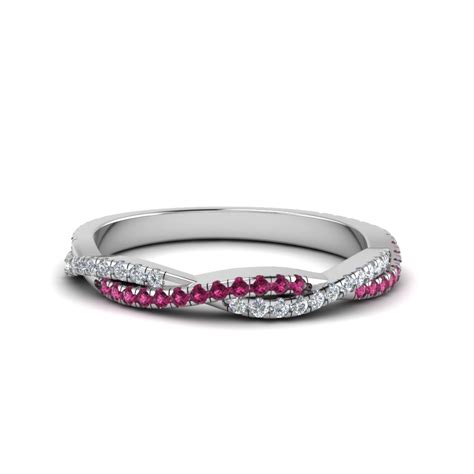 Twisted Vine Diamond Band With Pink Sapphire In 14K White Gold FD8233BGSADRPI NL WG 