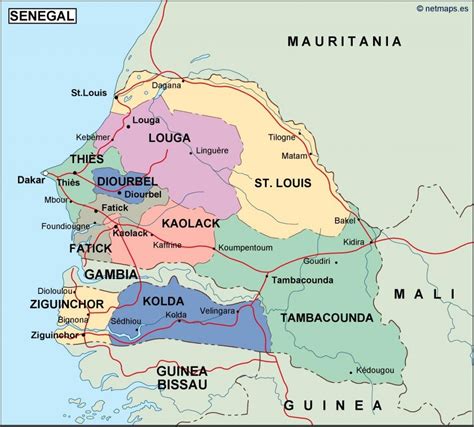 Senegal Political Map Vector Eps Maps Eps Illustrator Map Vector Maps