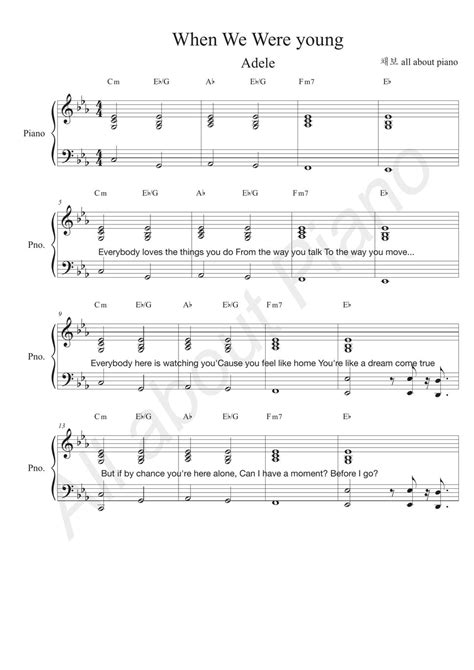 Adele When We Were Young Sheet By All About Piano