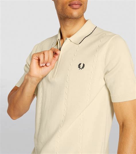 Cable Knit Zip Up Polo Shirt