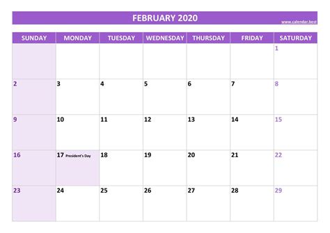 February 2020 Calendar Calendarbest