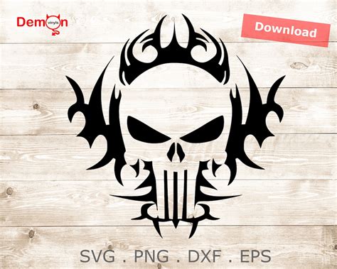 Punisher Skull Tribal Svg Eps Png Dxf Vector Cutting Files For Etsy
