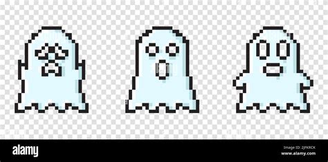 Set Of Vector Pixel Art Ghost Pixel Character Ghosts Pixel Art Ghosts