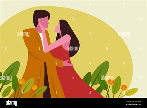 Illustration Of Intimately Loving Couple Hugging Together Stock Vector