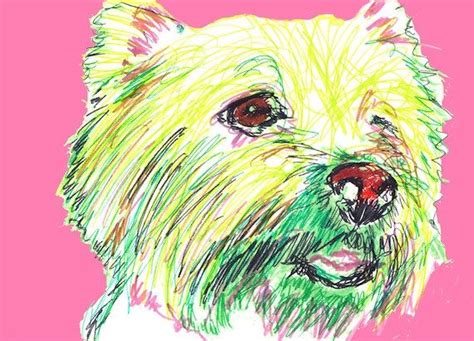 West Highland Terrier Westie Dog Art Print Dog Painting Pink And Lime