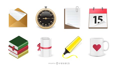 3d Office Icons Set Vector Download