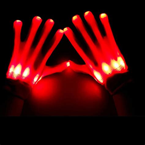 1 Pair Led Gloves Rave Light Finger Lighting Flashing Gloves Unisex