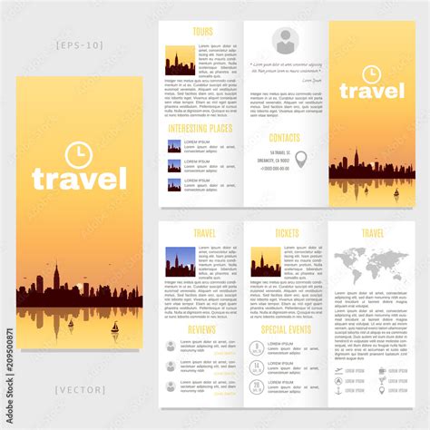 Tri Fold Travel Brochure Template Vector Landscape With A View Of New