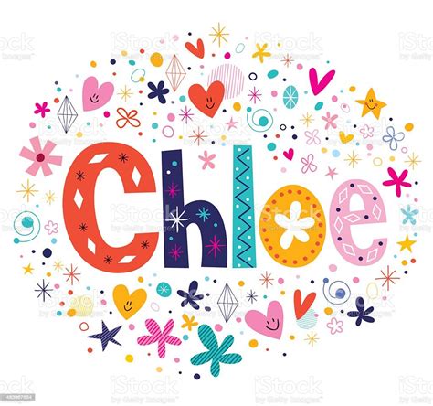 Chloe Female Name Decorative Lettering Type Design Stock Illustration