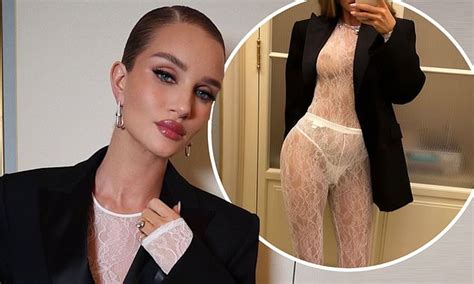 Braless Rosie Huntington Whiteley Puts On A VERY Racy Display In A Sheer Lace Jumpsuit As She