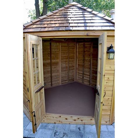 9 Ft W X 9ft D Penthouse Cedar Wood Garden Shed With French Doors