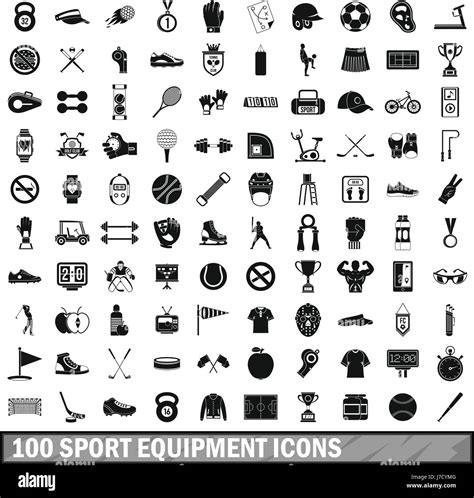 100 Sport Equipment Icons Set Simple Style Stock Vector Image And Art