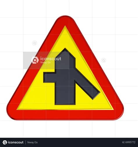 Merging Traffic Road Sign 3d Icon Download In Png Obj Or Blend Format