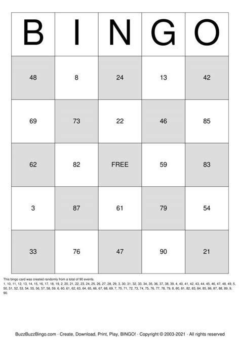 Numbers 1 90 Bingo Cards To Download Print And Customize