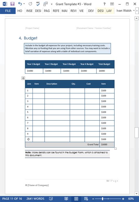 Grant Proposal Template Ms Wordexcel Templates Forms Checklists