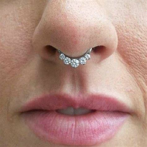 14 Gauge 16mm Triple Crystal Septum Ring Hoop Bull Ring Nose