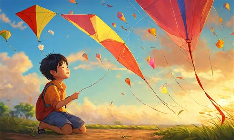 Lexica A Single Boy Playing With His Kite In The Style Of Illustrator