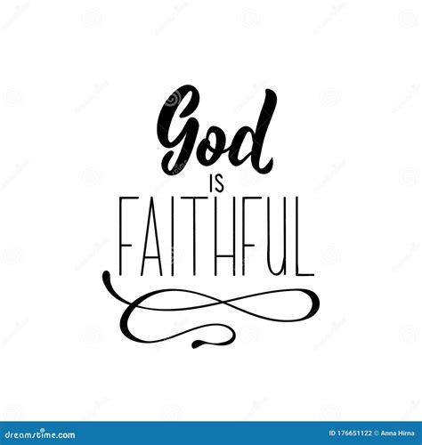God Is Faithful Lettering Calligraphy Vector Ink Illustration Stock