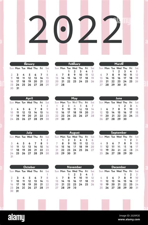 Modello Calendario Annuale 2022 Calendario Stampabile