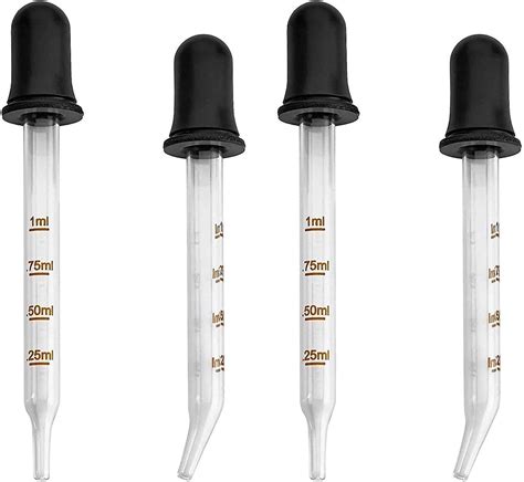 Eye Droppers Pack Of 4 Bulk Bent And Straight Tip Calibrated Glass