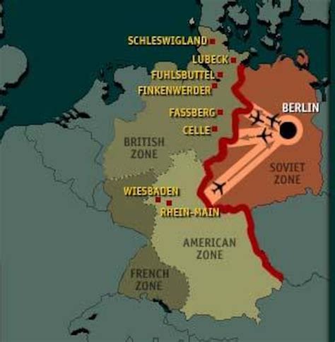 Map Of Occupation Zones And Air Corridors During Berlin Airlift