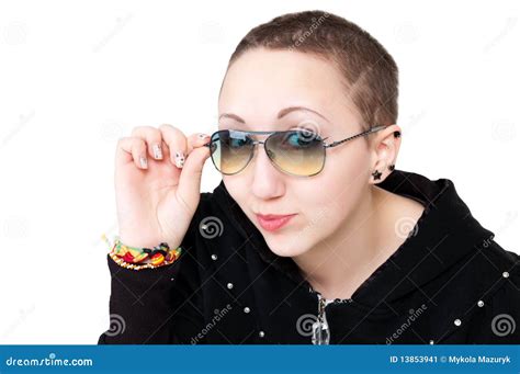 Short Haired Girl In Glasses Stock Image Image 13853941