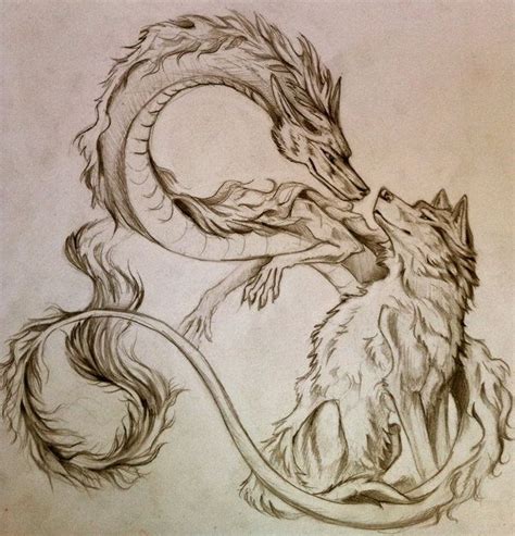 Dragon And Wolf By Lucky978 On Deviantart Tattoo Pinterest