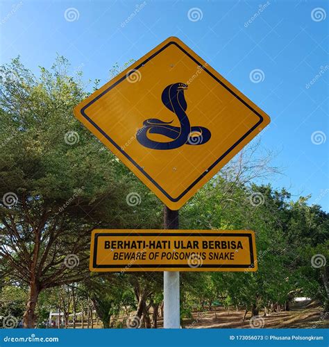 Warning Sign Beware of Poisonous Snake Stock Image - Image of beware