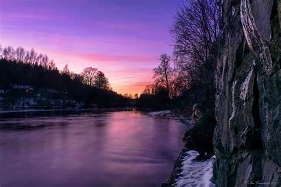 February Landscape Purple Sunset Abstract Enjoy Companion