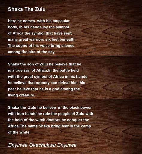Shaka The Zulu Shaka The Zulu Poem By Enyinwa Okechukwu Enyinwa