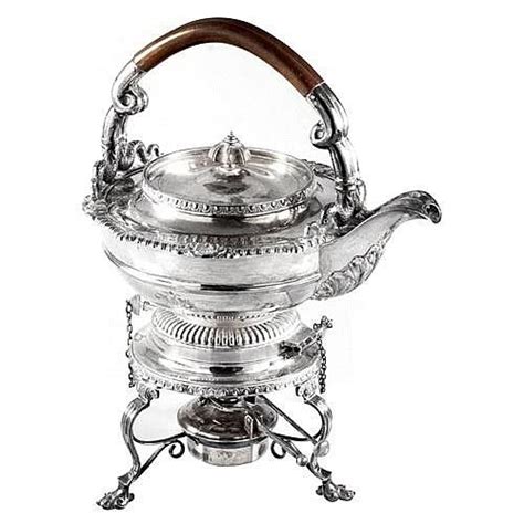 Silver Tea Kettle On Stand With Burner In The George Iv Manner By