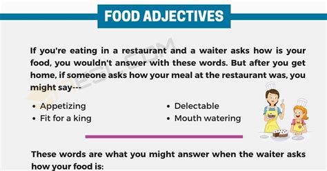 Food Adjectives Interesting Words To Describe Food • 7esl