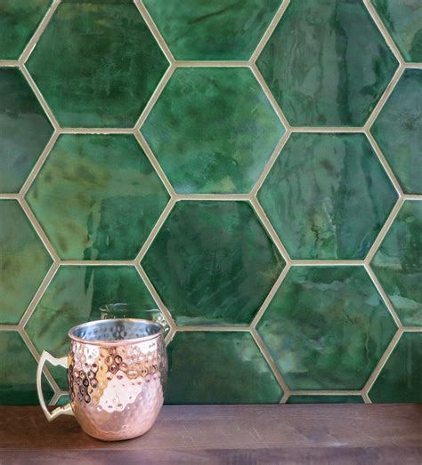 Large Hexagon 47 Vermont Pine Dark Green Tile Honeycomb Tile