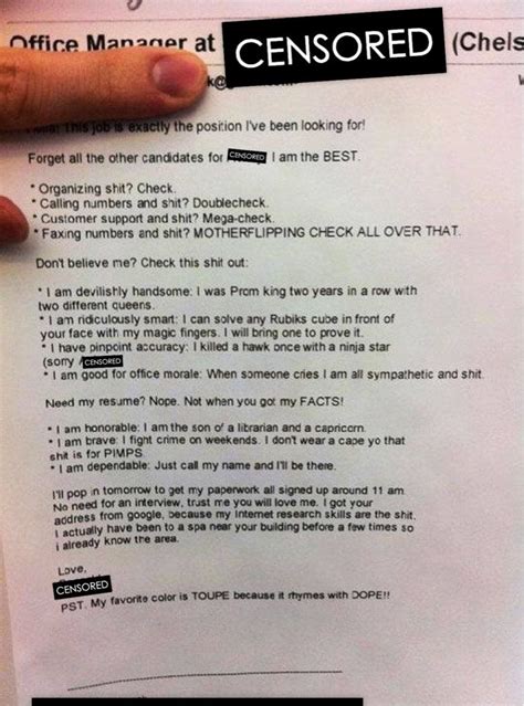 Cover letter tips will help to get things done. Best resume/cover letter submitted yet! : funny
