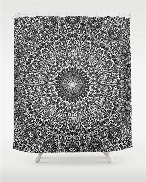 Grey Spiritual Mandala Garden Shower Curtain Mandalashowercurtain