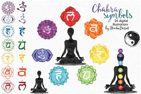 Chakra Symbols Watercolor Cliparts By Studiodesset
